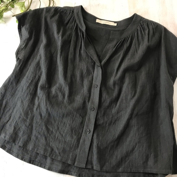 7115 by SZEKI Tops - 7115 by Szeki linen blend gray boxy top large